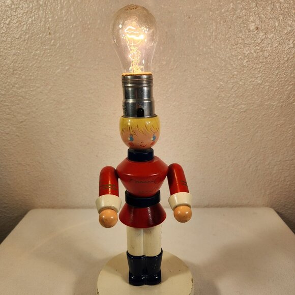 1950's Nursery Kids Baby Lamp Toy Soldier Boy Tested Working Vintage No Shade - Picture 1 of 16